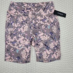 Bebe Sport Women's Bike Shorts With Pockets Poly Spandex Abstract Pattern Sz 1X